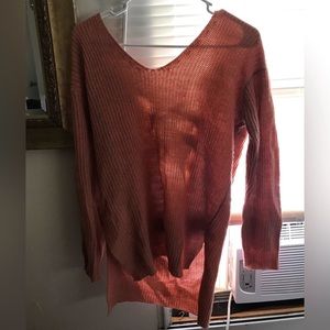 Long sleeve pink open back top #2